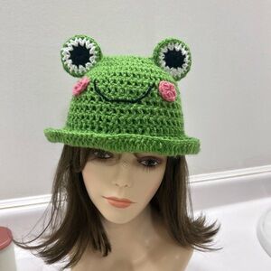 Crochet frog hat handmade